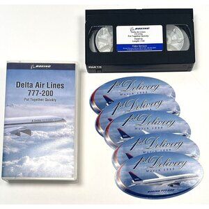 Boeing Delta Air Lines 777-200: Put Together Quickly (1998, VHS) + 5 Stickers